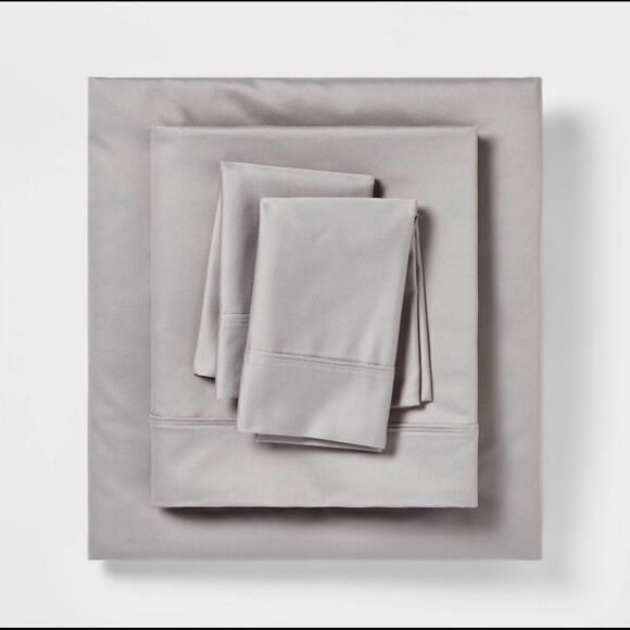 King Cloud Gray 400 Thread Count Solid Performance Sheet Set - Threshold - Picture 4 of 8